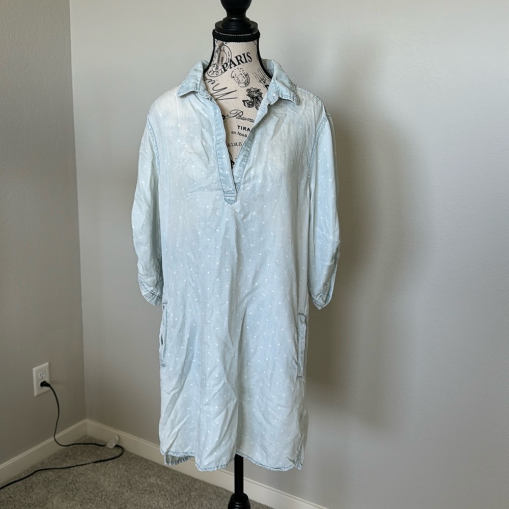 Denim-Style Button-Down Shirt Dress